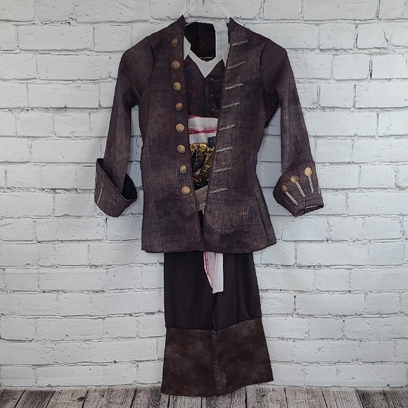 Pirates Of The Caribbean Boy's Deluxe Jack Sparrow Halloween Costume Brown/White - Picture 4 of 17